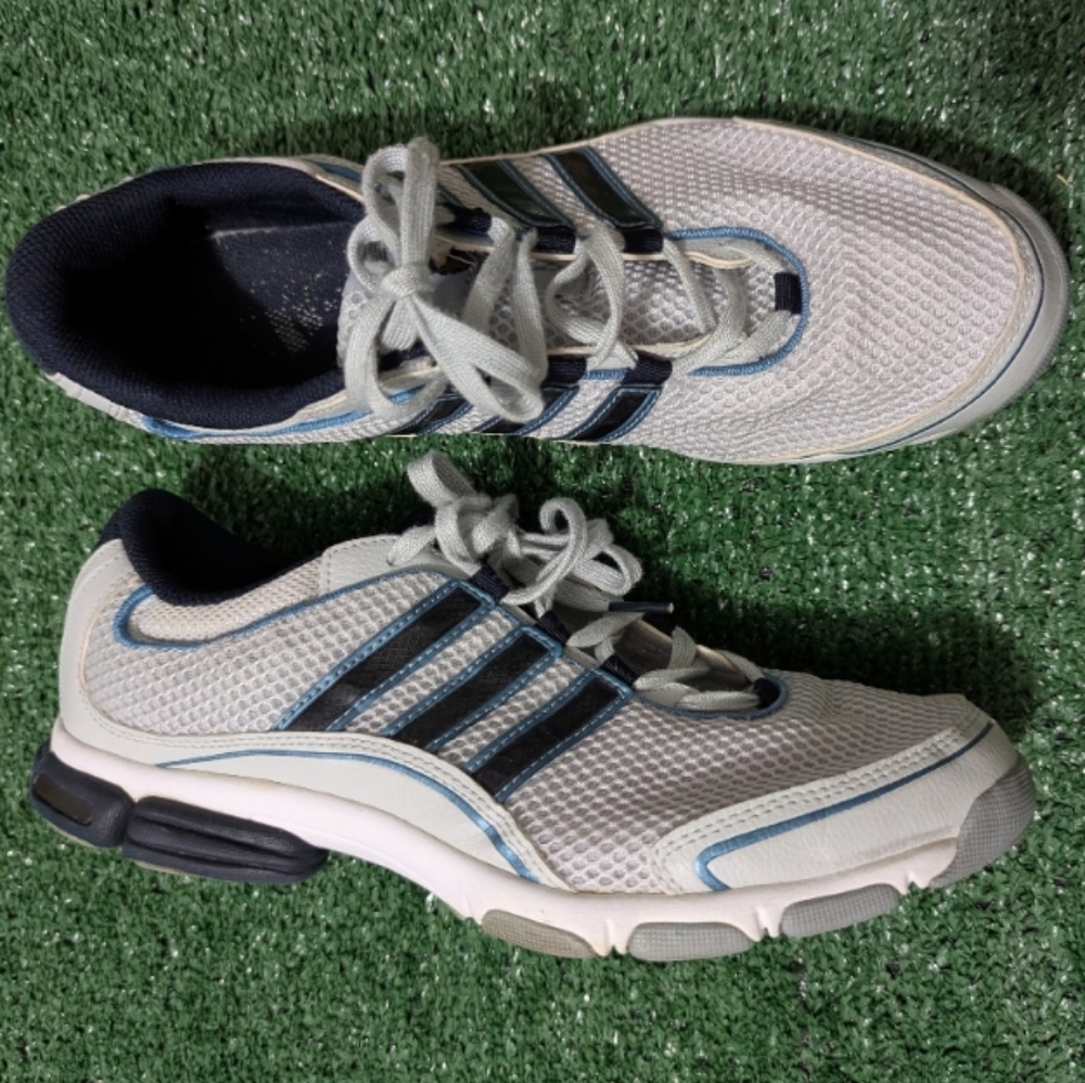 adidas Men’s White & Navy Mesh Trainer Sneakers